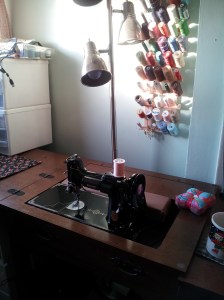 My Featherweight in cabinet